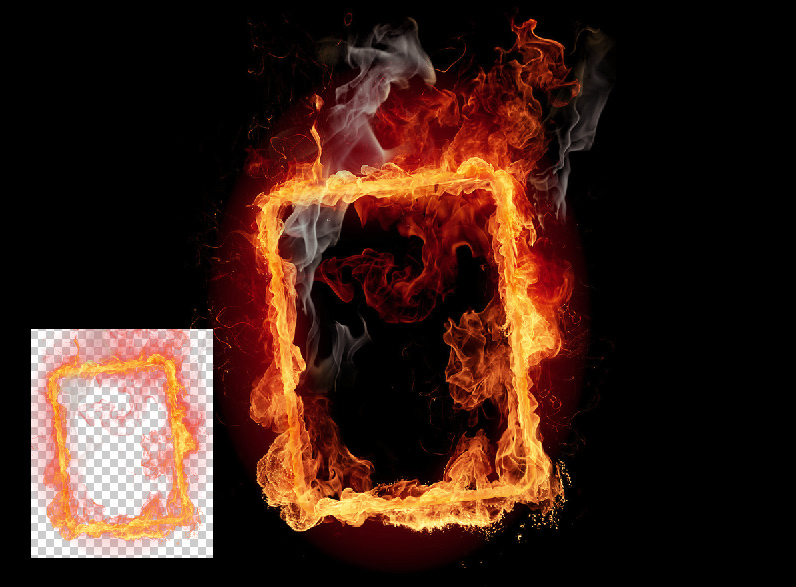 高清透明分层火焰燃烧的方框