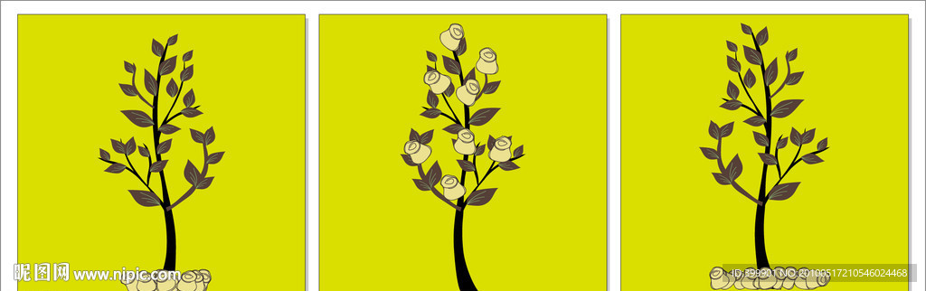 矢量无框画（3棵树）