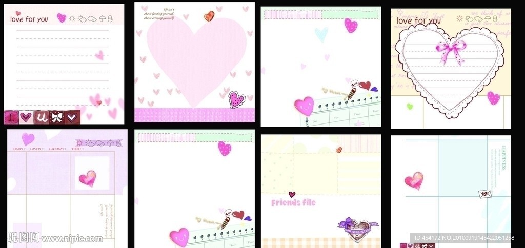 韩国卡通形心本本内页