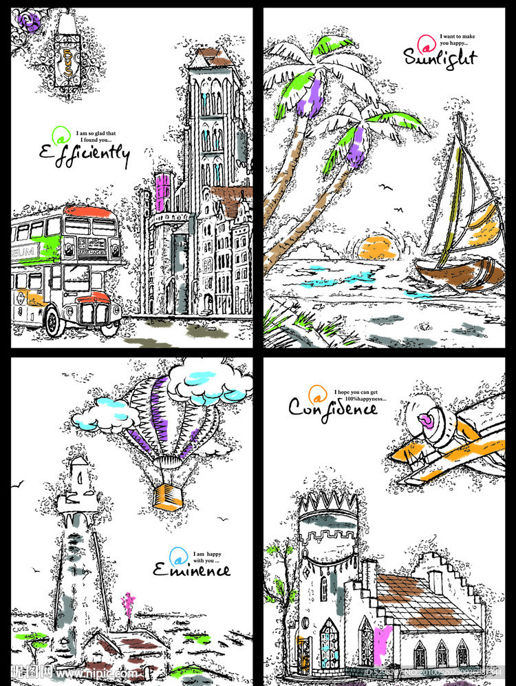 本本封面（手绘自然与交通）