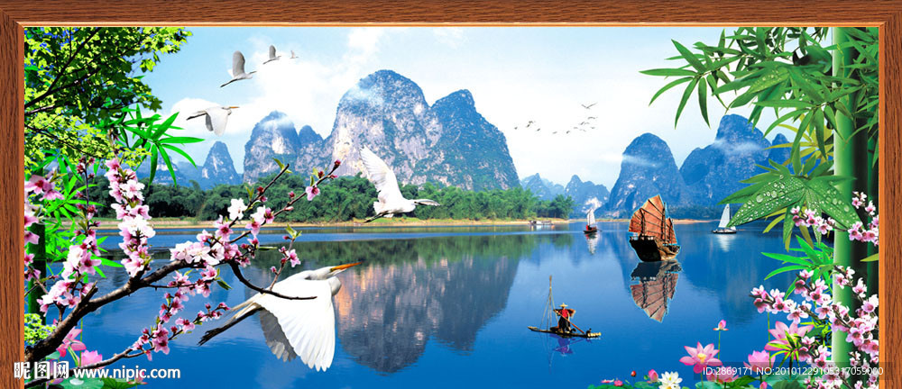 美丽漓江 风景画