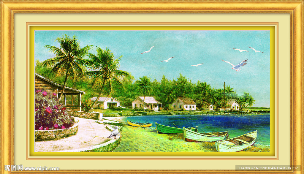 风景油画 海边风光