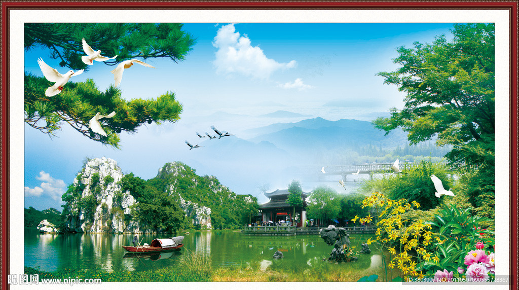 山水画 风景如画 湖光山色