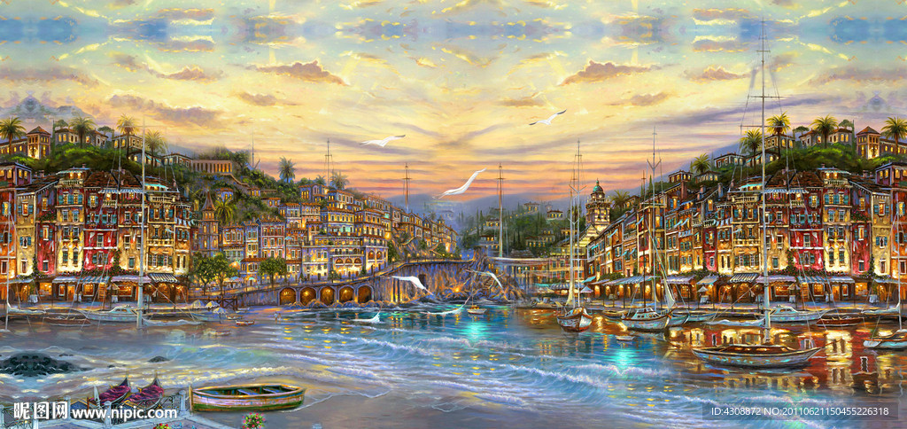 油画风景 海边风光