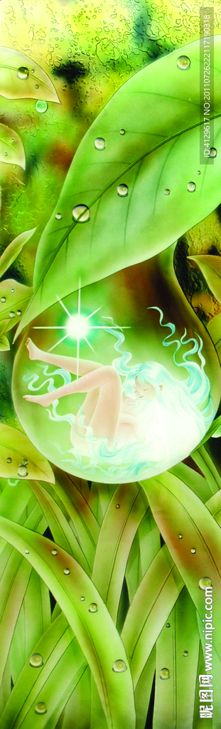 艺术玻璃移门露水图片