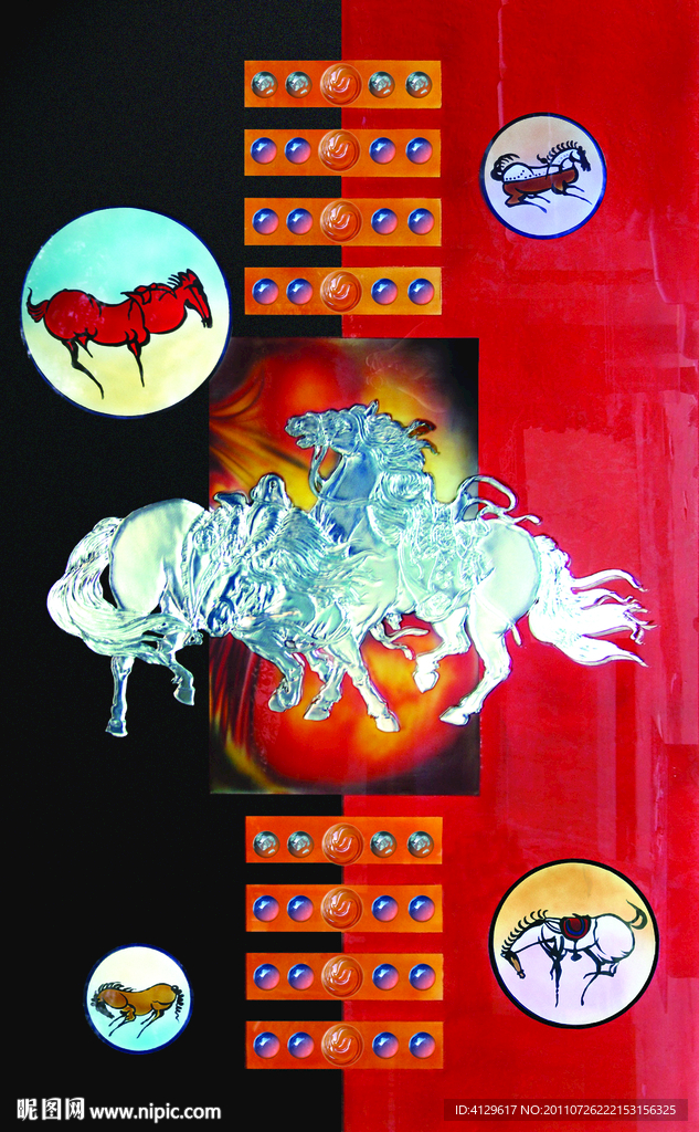 艺术玻璃双马图