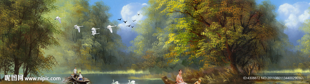 油画风景 水乡风情