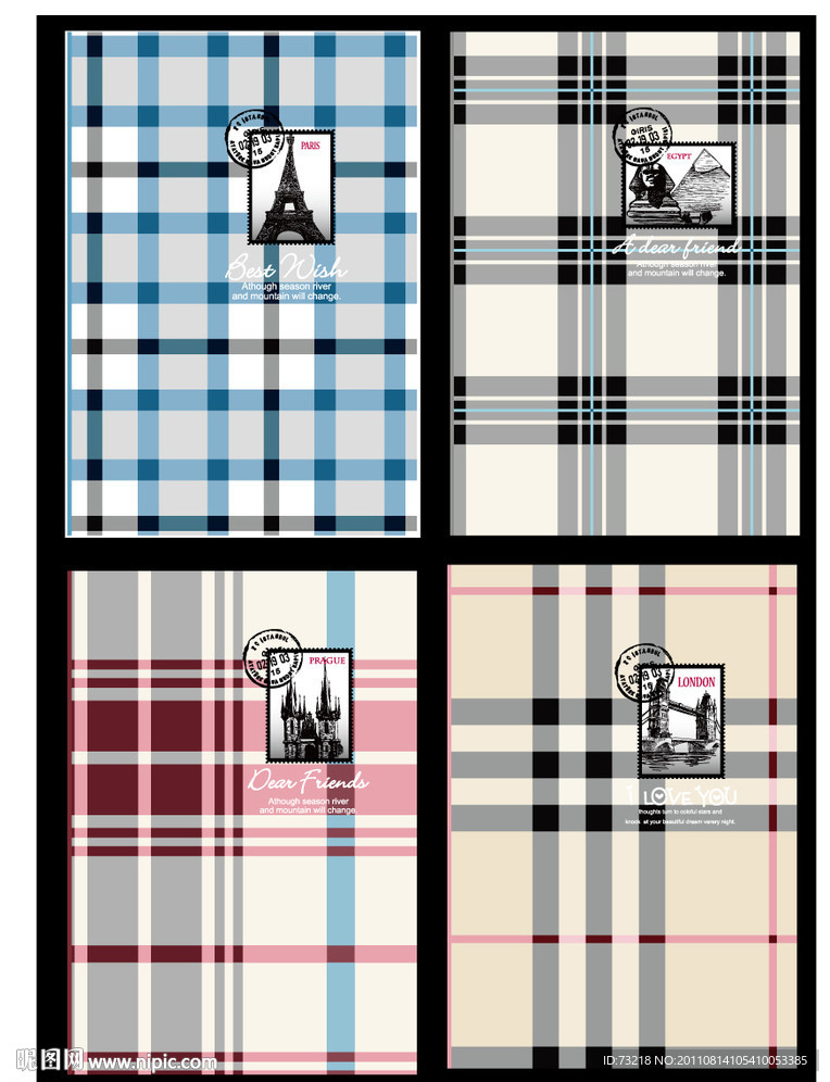 浪漫格子风情中性本本封面设计