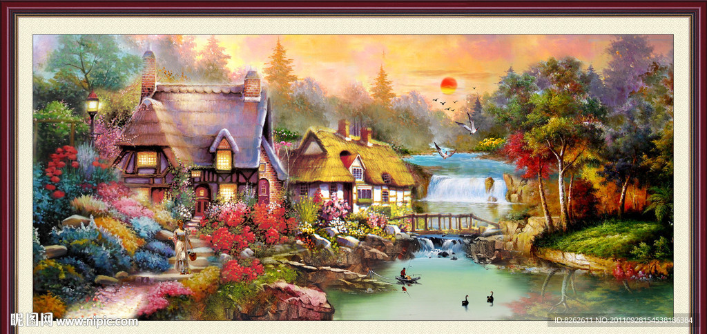 油画风景 漂亮的田园油画