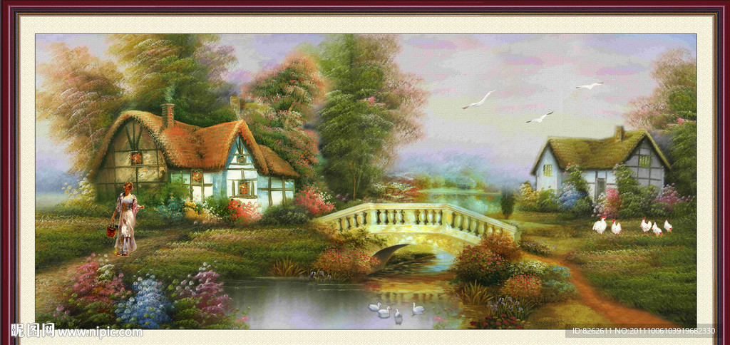 油画风景 漂亮的田园油画