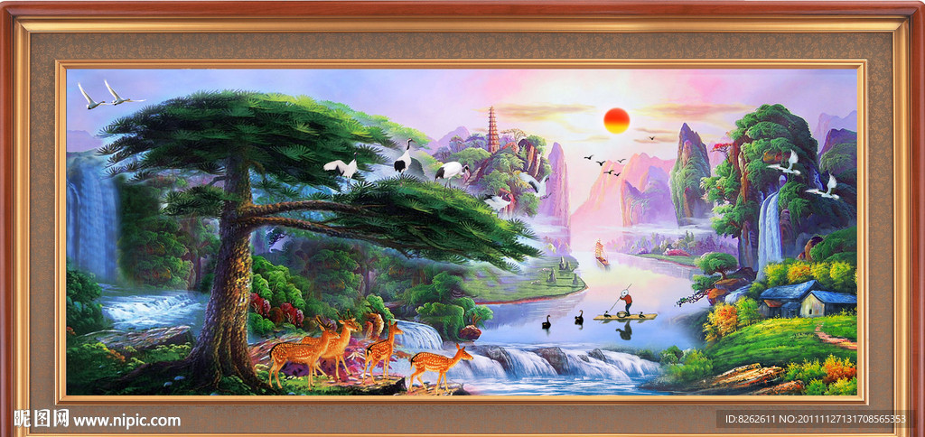 油画风景 漂亮的山水油画