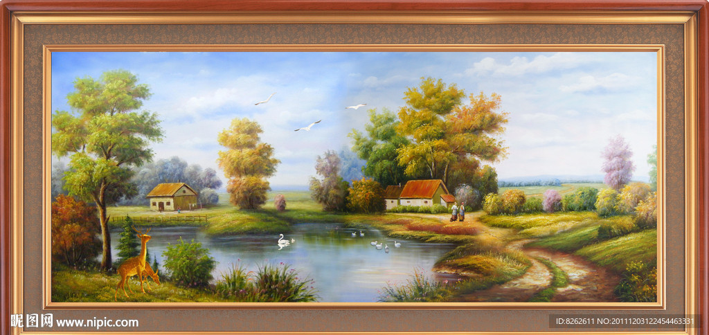 油画风景 漂亮的田园油画