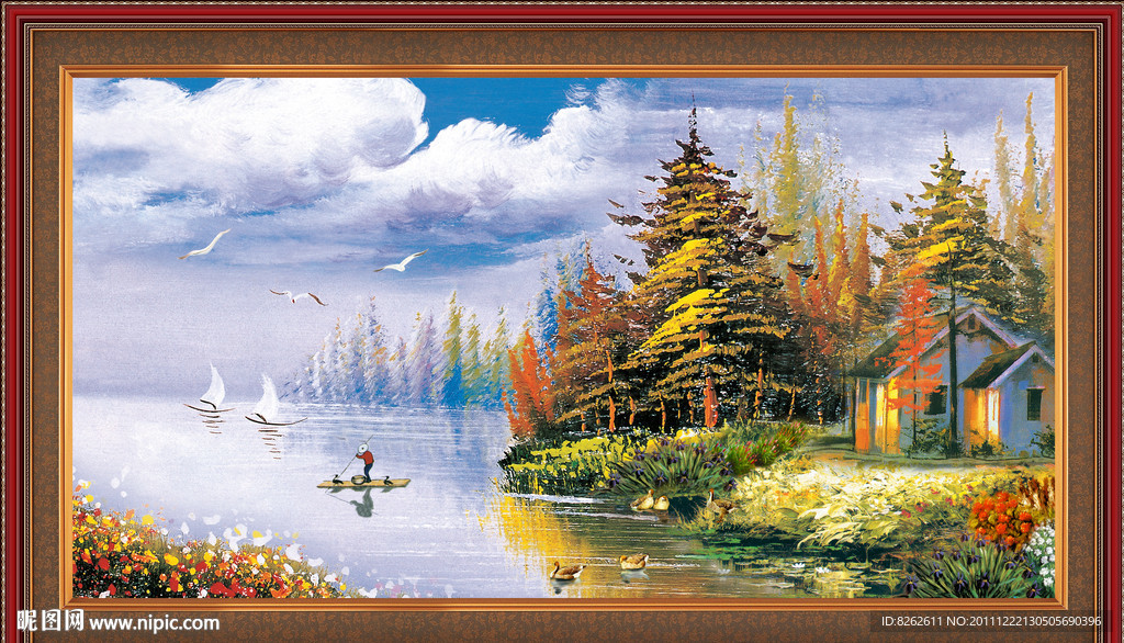 油画 漂亮的风景油画