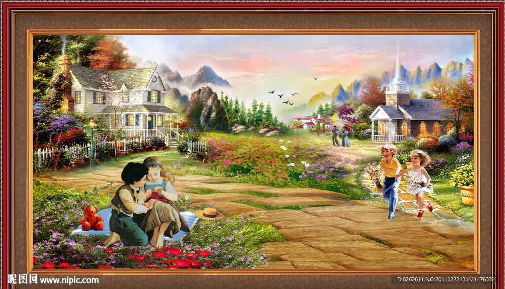 油画 漂亮的田园油画
