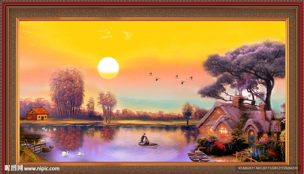 油画 漂亮的田园油画