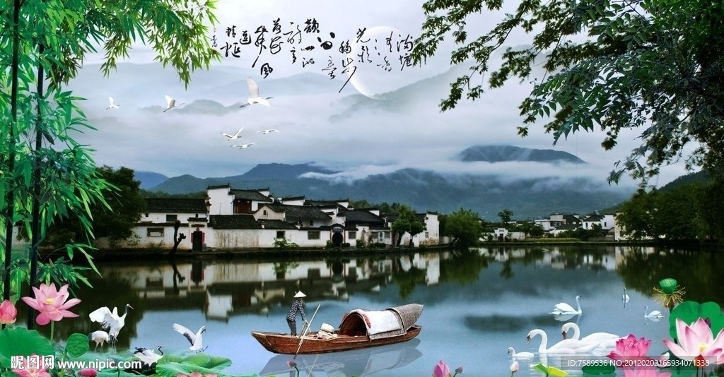 宏村风光山水画