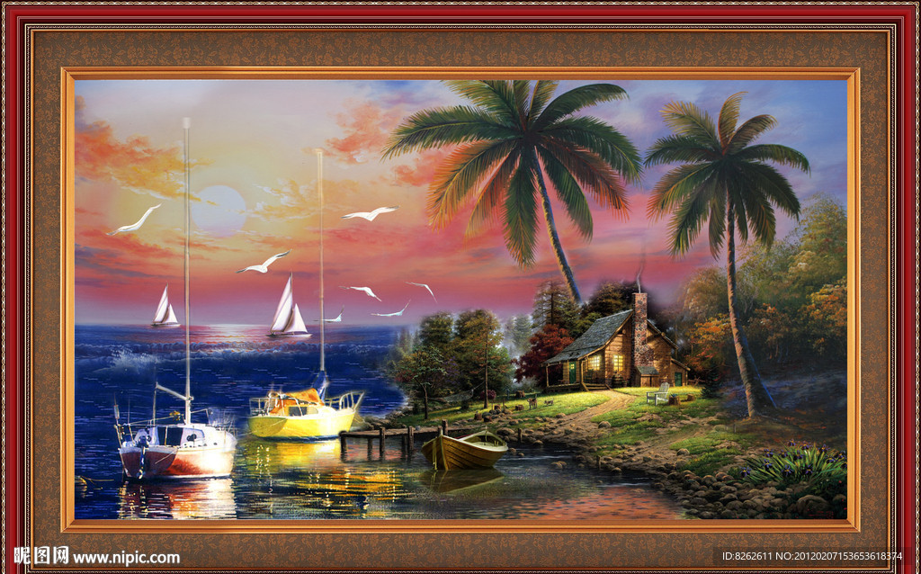 油画 美丽的海边