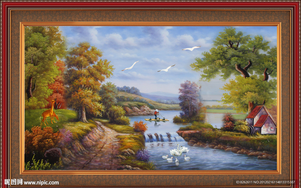 油画 漂亮的田园油画