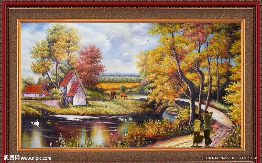 油画 漂亮的田园油画