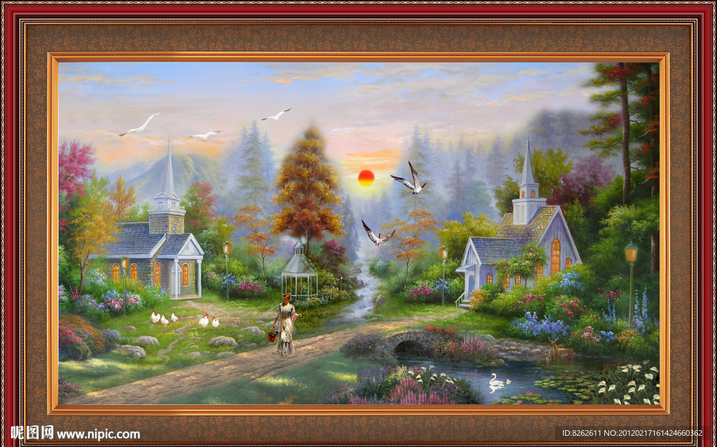 油画 漂亮的田园油画