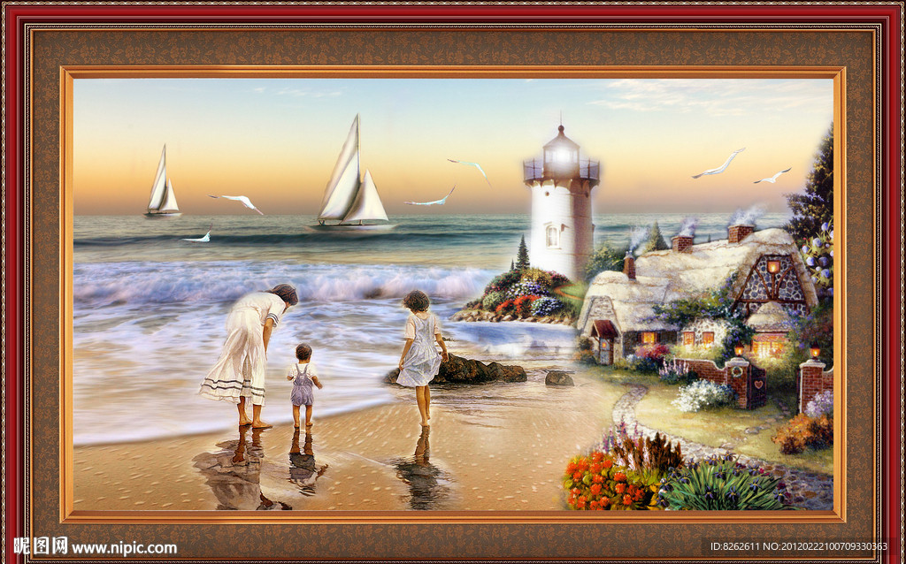 油画 美丽的海边