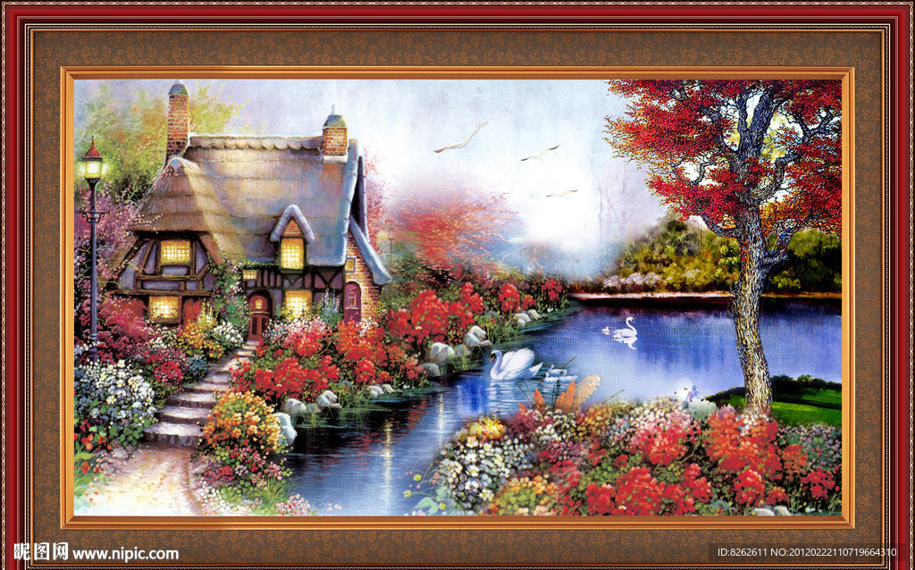 油画 漂亮的田园油画