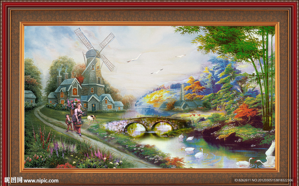 油画 漂亮的田园油画