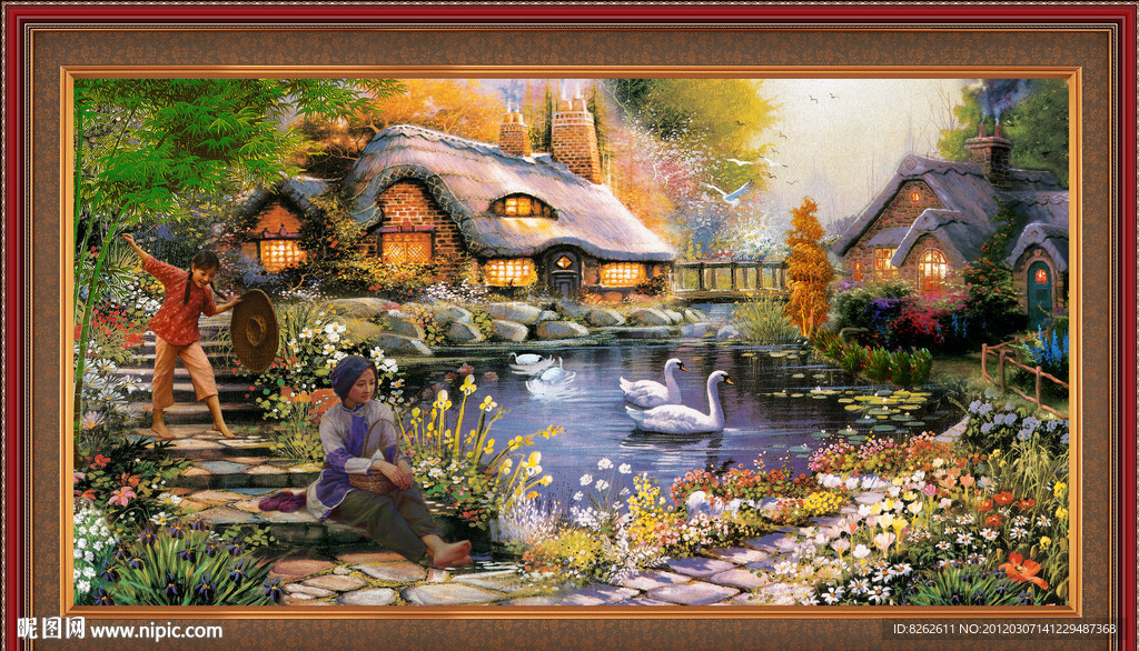 油画 乡村花园