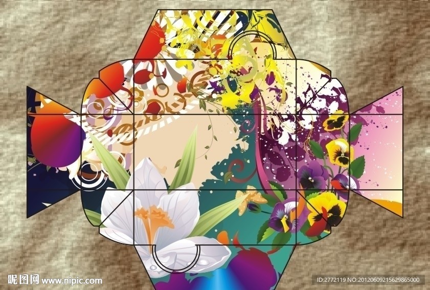 夺目仙花 包装盒展开图