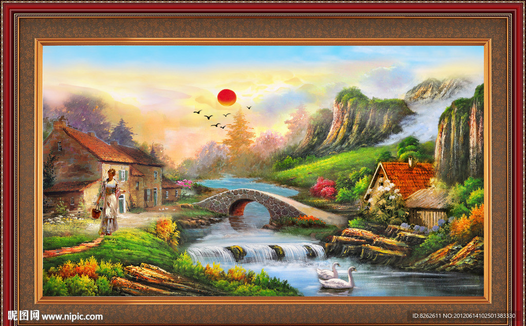 油画 漂亮的田园油画