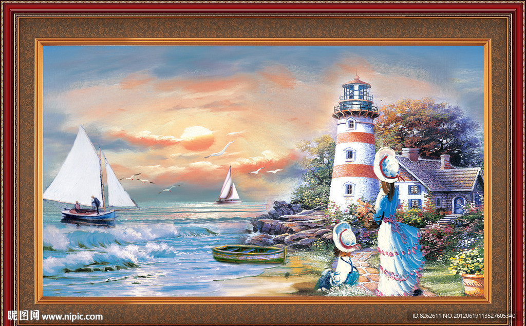 油画 美丽的海边