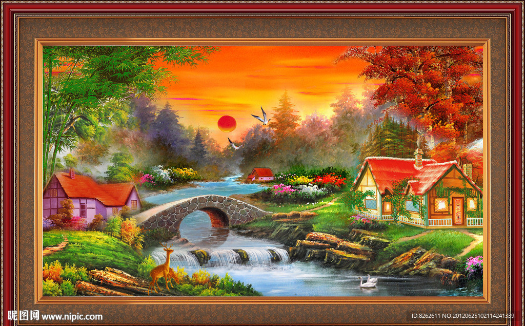 油画 漂亮的风景油画