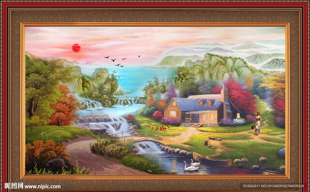 油画 漂亮的田园油画