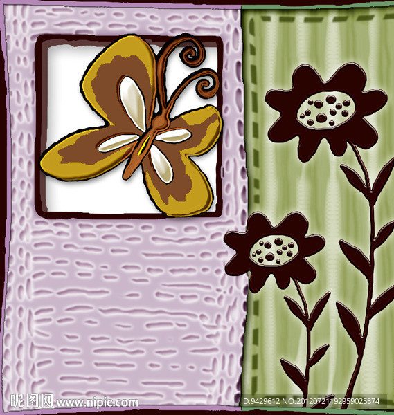 精品蝴蝶花卉无框画