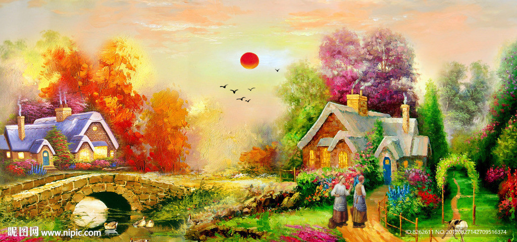 油画 漂亮的田园油画