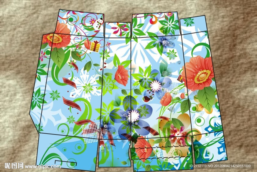 蓝雪花绿叶 异形盒子