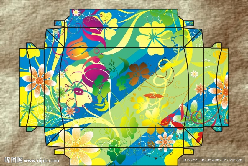 条纹花草边 异形盒