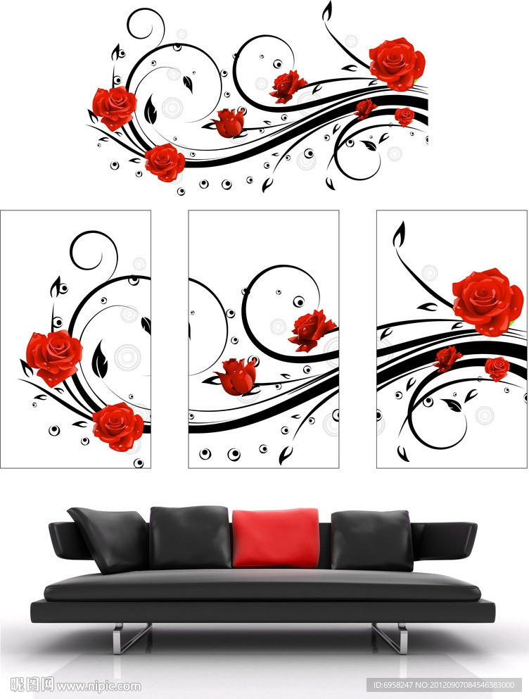 艳丽玫瑰无框画