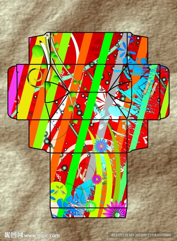 大红条纹花边 盒子