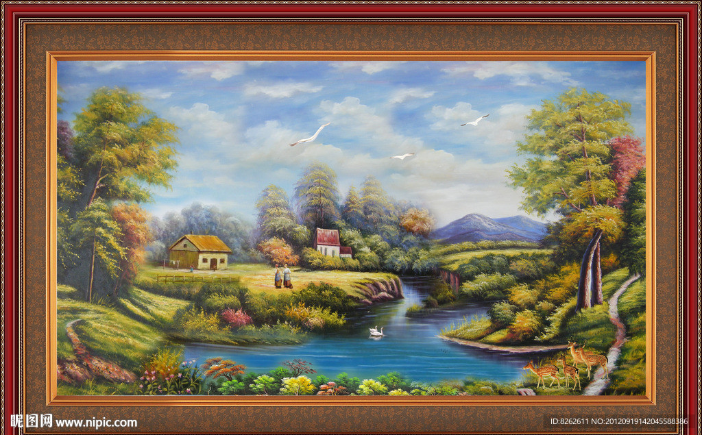 油画 漂亮的田园油画