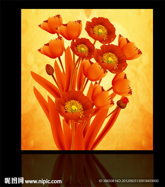 无框画虞美人图