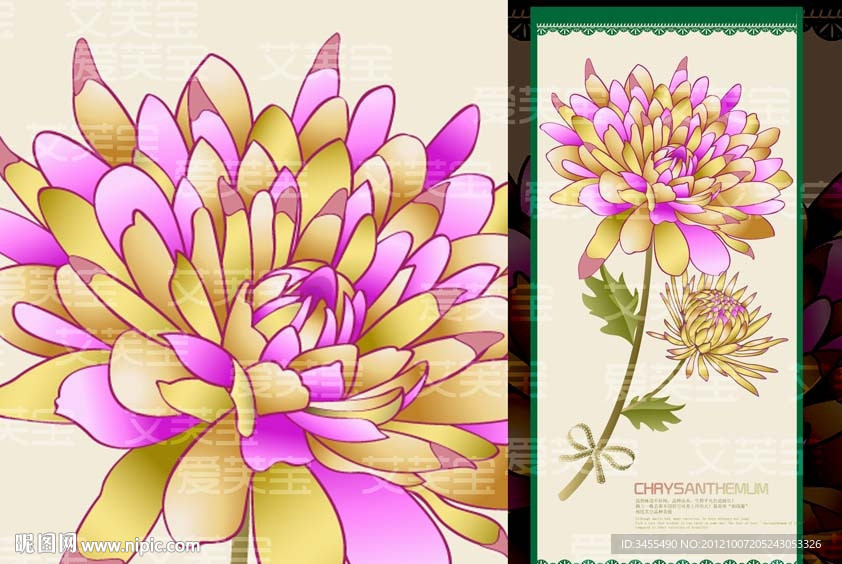 书签 卡片 矢量花