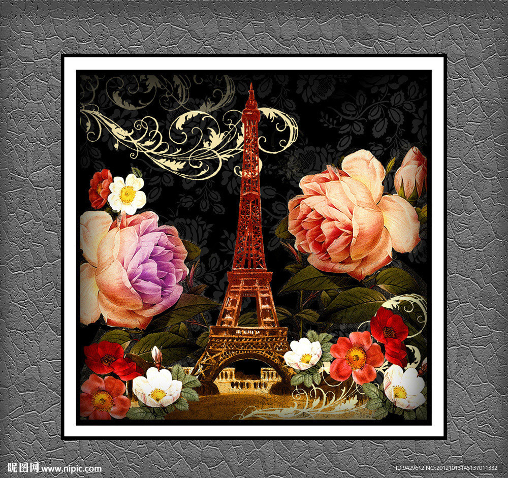 玫瑰巴黎精品无框画