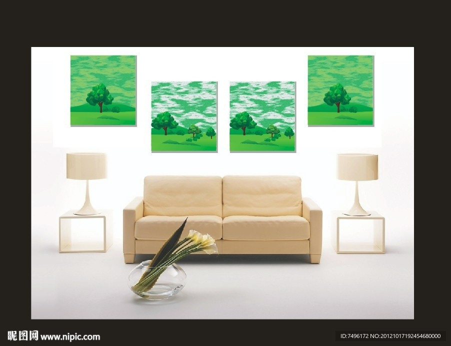 无框画（油画小树）