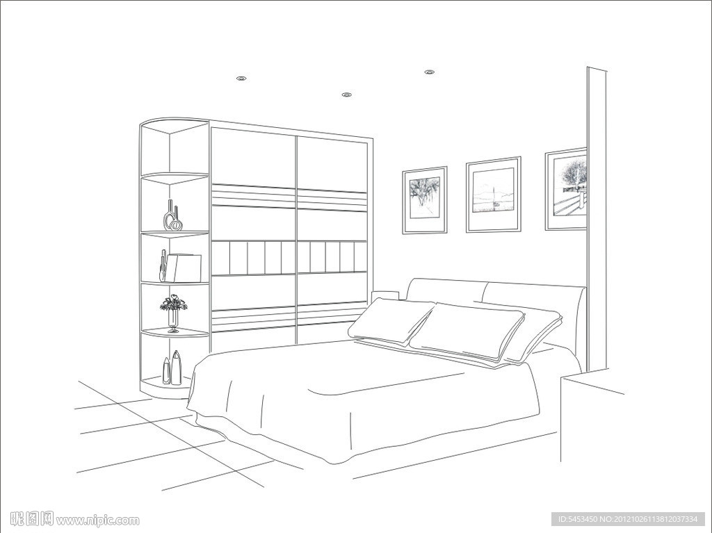 衣柜 家居 卧室线框图