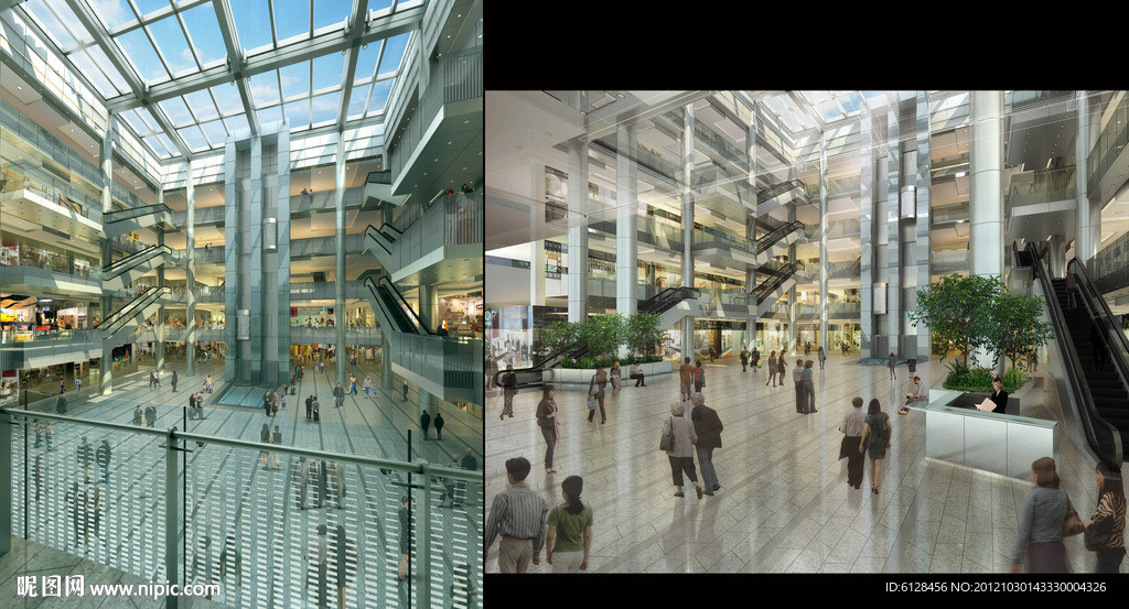 美凯龙购物中心大堂室内设计源文件