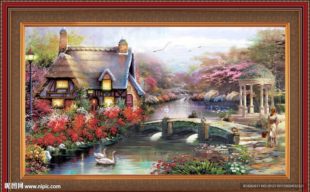 油画 漂亮的田园油画