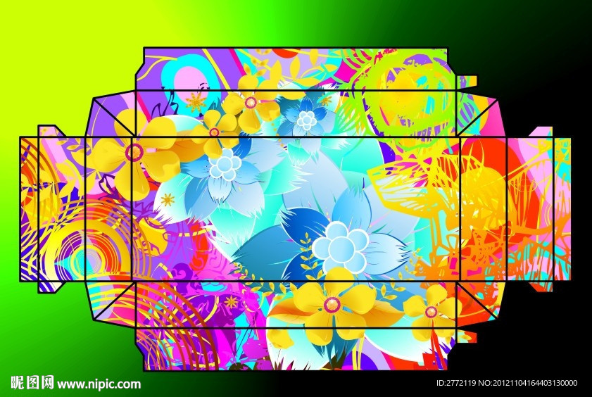 纷繁花朵 盒子展开图