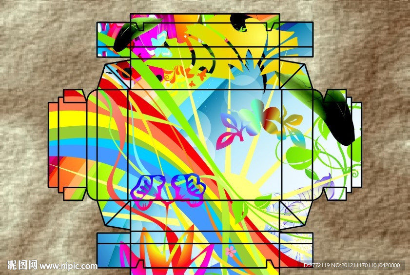 七色彩虹绚烂 化妆品盒子