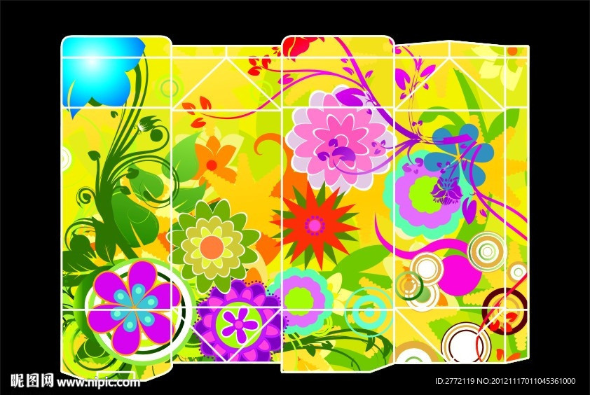 青叶鲜艳花朵 异形盒